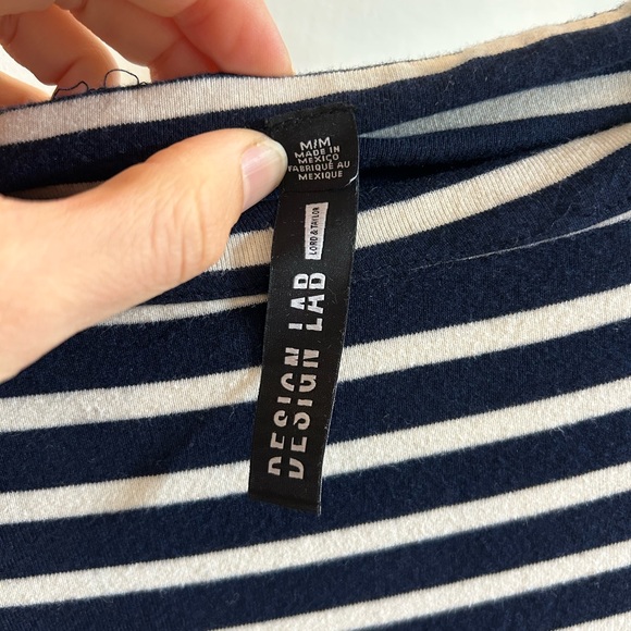 Navy blue and white cotton off the shoulder dress in size medium - Picture 2 of 3